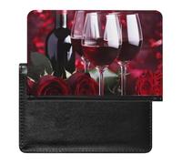 Roses And Glasses of Red Wine Passport Cover Protector Rfid Blocking Passport Holder Id Card Holder Secure Travel Wallet Organizer for Passport Tickets Credit Cards, style, One Size