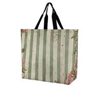 Roses And Green Plants Women Tote Bag Shoulder Grocerie Bags Portable Storage Handbag Lightweight Durable for Work Travel Casual Bag