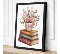 Roses and Literature Canvas Wall Art Print 18x12 Inch