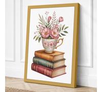 Roses and Literature Canvas Wall Art Print 18x12 Inch (46 x 30 cm)