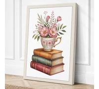 Roses and Literature Canvas Wall Art Print 24x16 Inch