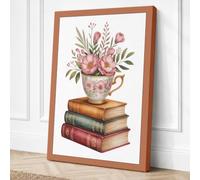 Roses and Literature Canvas Wall Art Print 24x16 Inch