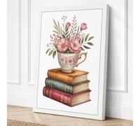 Roses and Literature Canvas Wall Art Print 24x16 Inch