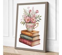 Roses and Literature Canvas Wall Art Print 36x24 Inch (91 x 61 cm)