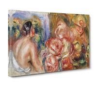 Roses And Nude Woman By Pierre Auguste Renoir Canvas Print | Gallery Wrapped 30mm Frame Wall Art | 30x20 inches | Ready to Hang | Impressionist Floral Picture | Living Room Bedroom Lounge Office