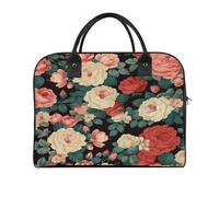 Roses And Peonies Laptop Tote Bag Casual Travel Handbag Multi Pocket Shoulder Bags for Work Travel