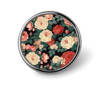 Roses And Peonies Round Badge Personalized Metal Lapel Pin Badges Fit Clothing Bags Hat Humorous Printed Brooch Badge Party Decorations Accessories for Men Women