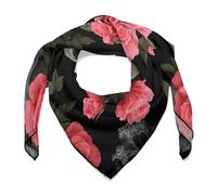 Roses And Skull Women's Fashion Bandanas Silk Like Satin Head Scarf Versatile Square Scarves Accessory