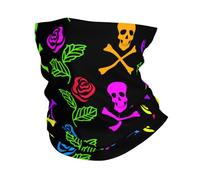 Roses And Skulls Death Gothic Colourful Men Women Snoods Windproof Face Covering Scarf Stretchy Neck Warmer For Winter Cold Weather Sport Motorcycle