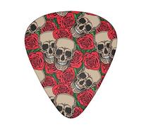 Roses And Skulls Printed Guitar Picks,12 Pack Personalized Guitar Picks For Bass Acoustic Guitar Electric Guitar Includes 0.46mm/0.71mm/ 0.96mm
