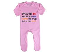 Roses are Red Violets are Blue Gingers are Ninjas Poem Statement Baby Romper Jumpsuit with feet, 3-6 Months, Pastel Pink