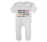 Roses are Red Violets are Blue Gingers are Ninjas Poem Statement Baby Romper Jumpsuit with feet, 6-12 Months, White