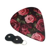 Roses Background 6 Pack Guitar Picks With Holder, Personalized Guitar Plectrums Non-Slip Portable Ukulele Bass Picks 0.46mm For Acoustic Guitar Lovers Gifts