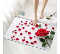 Roses Bath Mat Non Slip 60x90cm, Quick-drying Bathroom Shower Floor Mat, Super Absorbent Carpet, Indoor Rugs Easy to Clean Washable Rug for Bedroom, Living Room, Kitchen, Toilet, Door, Bathtub 5-962