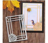 Roses Border Frame Metal Die Cuts,Flower Rose Frame Edge Cutting Dies Cut Stencils DIY Scrapbooking Decorative Embossing Paper Scrapbooking Card Making