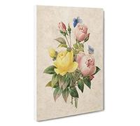 Roses & Butterflies by Pierre-Joseph Redoute Canvas Print | Gallery Wrapped 30mm Frame Wall Art | 30x20 inches | Ready to Hang | Modern Floral Picture | Living Room Bedroom Lounge Office