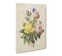 Roses & Butterflies By Pierre Joseph Redoute Vintage Canvas Wall Art Print Ready to Hang, Framed Picture for Living Room Bedroom Home Office Décor, 24x16 Inch (60x40 cm)