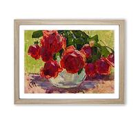 Roses By Carl Moll Classic Painting Framed Print | A2 Oak Framed Wall Art | Ready to Hang | Classic Historical Picture | Living Room Bedroom Lounge Office