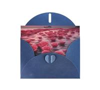 Roses By The Sea Horizontal Holiday Card With Blue Heart Shaped Envelope And Write Various Holiday Greetings