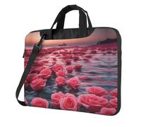 roses by the sea Laptop Bag, Multifunctional Shoulder Messenger Bag, 14.96 Inch Long Computer Case, Briefcase Handbag Shoulder Bag