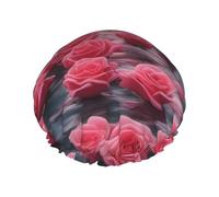 roses by the sea Printed shower cap, reusable, specially designed for women's long hair, double-layer structure, suitable for bathing.