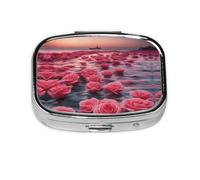 Roses by The sea Square Pill Storage Box, Travel Portable Mini Pill Box, Vitamin Medicine Storage Box (2 Compartment Pill Box)
