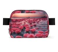 roses by the sea Square-Shaped Waist Bag with Durable Polyester and Adjustable Strap for Unisex Use