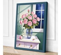 Roses by the Window Botanical Canvas Wall Art Print 36x24 Inch (91 x 61 cm)