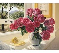 Roses by The Window - Screen Printed Tapestry Canvas 70cm by 50cm
