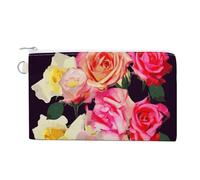 Roses Colored Coin Purse Mini Change Wallet Portable Change Purse Cute Canvas Coin Wallet Bag with Zipper for Men & Women
