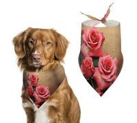 Roses Dog Bandanas for Feeding Grooming, Triangle Pet Bibs Washable Pets Scarf for Cats & Dogs