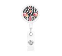 Roses Flower Floral Zebra Stripes Print Retractable Badge Holder with Clip Name Card Holders for Office Worker Doctor Nurse
