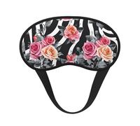 Roses Flower Floral Zebra Stripes Print Sleep Eye Mask Light Blocking Soft and Comfortable Night Eye Blinder for Women Men for Sleeping Travel Night Shift