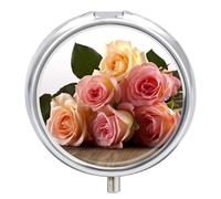 Roses Flower Pill Box Round Pill Case for Purse & Pocket 3 Compartment Medicine Pill Organizer Portable Travel Pillbox Medicine Vitamin Cod Liver Oil Storage Box
