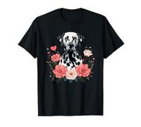 Roses Flowers Dalmatian Dalmatians Dal Dally Dog T-Shirt