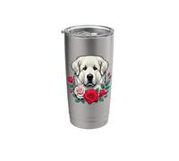 Roses Flowers Great Pyrenees Pyrenean Mountain Dog Pyr Stainless Steel Insulated Tumbler