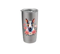 Roses Flowers Miniature Bull Terrier Mini Bull Stainless Steel Insulated Tumbler