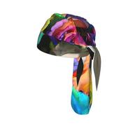 Roses Flowers Print Helmet Cap Quick Dry Cycling Skull Wrap Breathable Polyester Adjustable Adult Summer Beanie