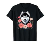 Roses Flowers Siberian Husky Siberian Huskies T-Shirt