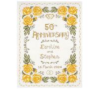 Roses Golden Wedding Anniversary - Complete Cross Stitch kit on 14 aida with Clear Colour Chart