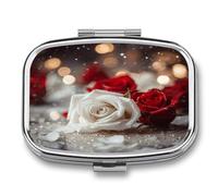 Roses in Background Weekly AM/PM Pill Organizer.Waterproof Portable Compact Travel Pill Organizers.Small Pill Box for Medicine Holder for Vitamins Medication.