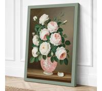 Roses in Bloom Botanical Canvas Wall Art Print 18x12 Inch