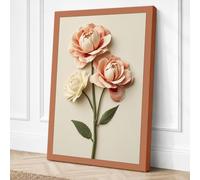 Roses in Bloom Botanical Canvas Wall Art Print 18x12 Inch (46 x 30 cm)