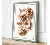 Roses in Bloom Botanical Canvas Wall Art Print 24x16 Inch (61 x 41 cm)
