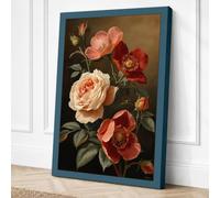 Roses in Bloom Botanical Canvas Wall Art Print 36x24 Inch