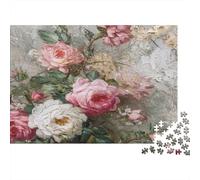 Roses in Bloom-Vintage Floral Painting Style Jigsaw Puzzles 1000 Pieces with Clean Edges Jigsaws for Adults for Quiet Time Activities And Date Night Ideas 38x26cm/1000pcs