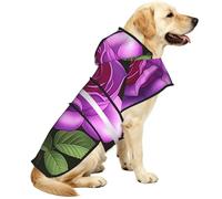 Roses In Bloom Waterproof Dog Raincoat And Rain Jacket With Hood, Reflective Strips And Adjustable Belly Strap, Fits Small To Large Dogs