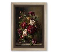 Roses in Full Bloom Botanical Framed Wall Art Print A2 (59.4×42cm) Walnut, Wall Decor for Living Room, Bedroom, Office & Home, Ready to Hang, Art Gift