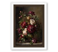 Roses in Full Bloom Botanical Framed Wall Art Print A3 (42×29.7cm) Walnut, Wall Decor for Living Room, Bedroom, Office & Home, Ready to Hang, Art Gift