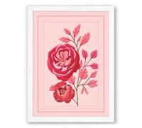 Roses in Full Bloom Botanical Framed Wall Art Print A4 (29.7×21cm) White, Wall Decor for Living Room, Bedroom, Office & Home, Ready to Hang, Art Gift